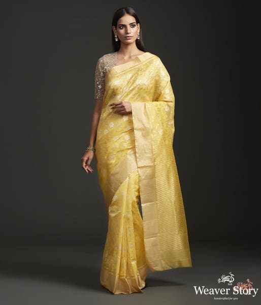 Sunny_yellow_chanderi_jangla_saree_WeaverStory_02