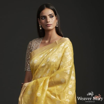 Sunny_yellow_chanderi_jangla_saree_WeaverStory_01