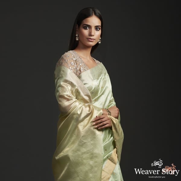 Handwoven_pistachio_green_Chanderi_silk_saree_WeaverStory_01