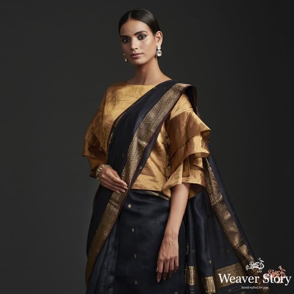 Black_muslin_by_silk_chanderi_saree_with_nakshi_booti_WeaverStory_01