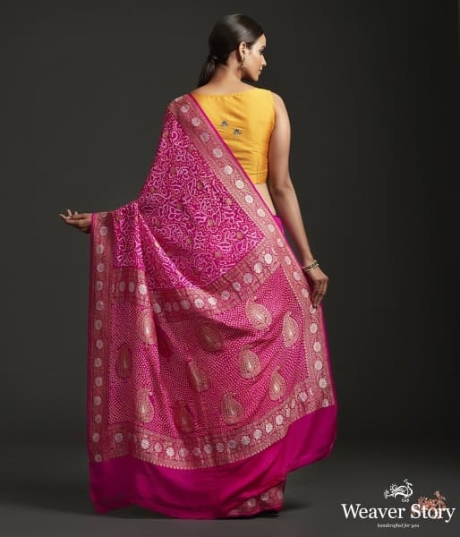 Handwoven_Banarasi_Bandhej_Saree_with_sona_rupa_zari_WeaverStory_03