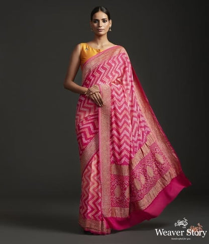 Handwoven_Banarasi_georgette_saree_with_rye_bandhej_WeaverStory_02