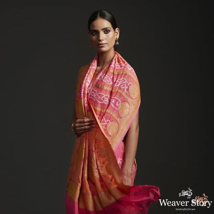 Handwoven_Banarasi_Bandhej_Saree_in_peach_WeaverStory_01