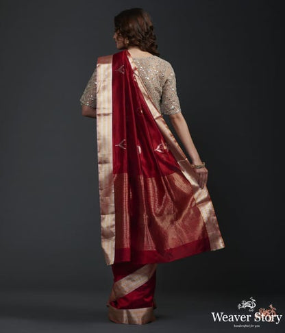 Red_chanderi_silk_saree_with_gold_silver_floral_motifs_WeaverStory_03