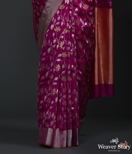 Purple_chanderi_silk_saree_with_gold_and_silver_floral_jaal_WeaverStory_03