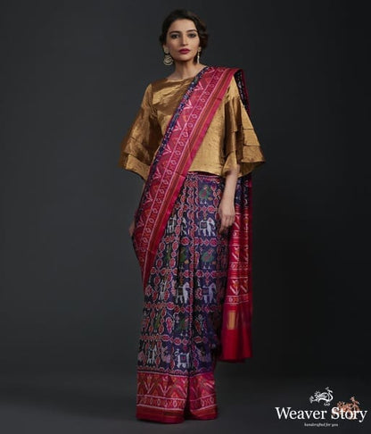 Pure_silk_Gujarat_Patola_saree_in_Blue_and_Pink_WeaverStory_02