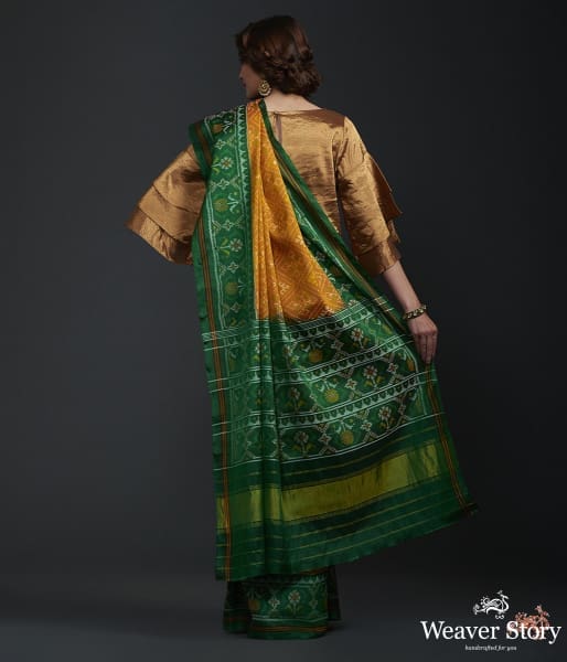 Pure_silk_Gujarat_Patola_saree_in_Yellow_and_green_WeaverStory_03