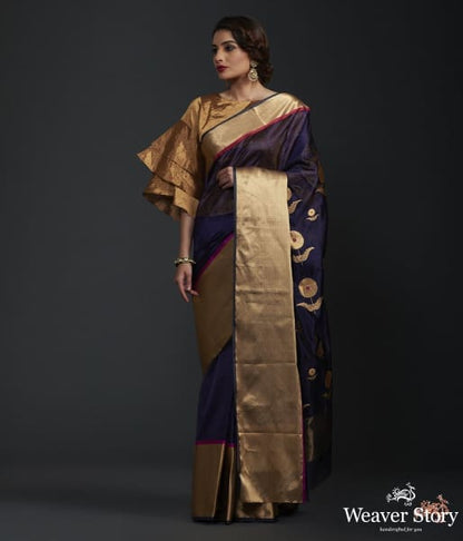 Purple_silk_chanderi_saree_with_heavy_pallu_WeaverStory_02