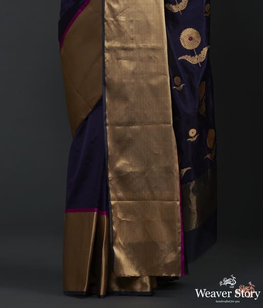 Purple_silk_chanderi_saree_with_heavy_pallu_WeaverStory_04