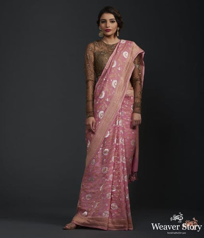 Rose_pink_sona_rupa_banarasi_georgette_saree_WeaverStory_02