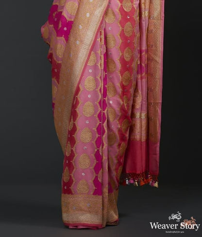 Peach_pink_and_majenta_banarasi_jangla_with_rangkat_dye_WeaverStory_04