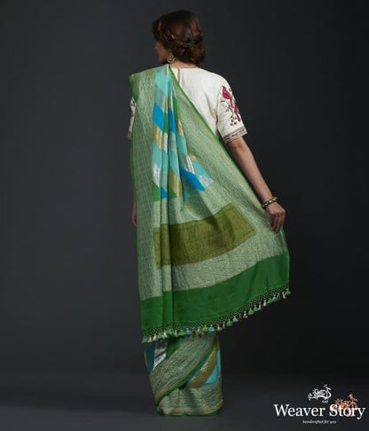 Green_and_blue_banarasi_jangla_with_rangkat_dye_WeaverStory_03