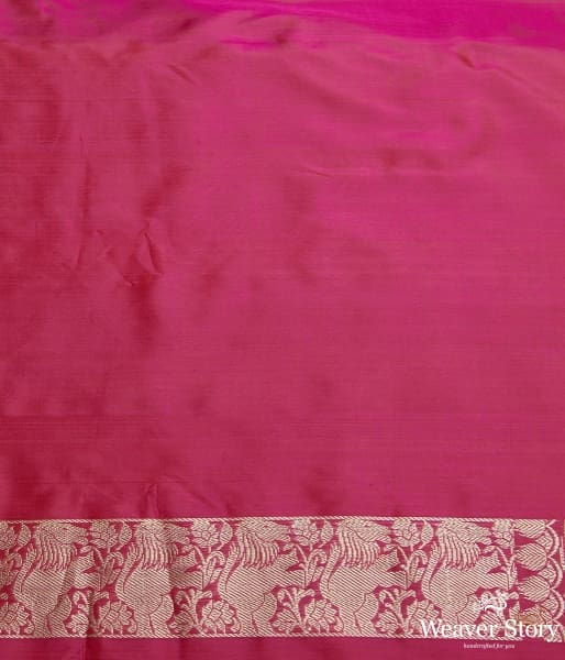 Rani_Pink_kadhwa_elephant_boota_saree_with_shikargah_border_WeaverStory_05