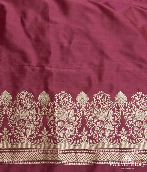 Wine_floral_border_saree_with_kadhwa_booti_and_mustard_selvedge_WeaverStory_05