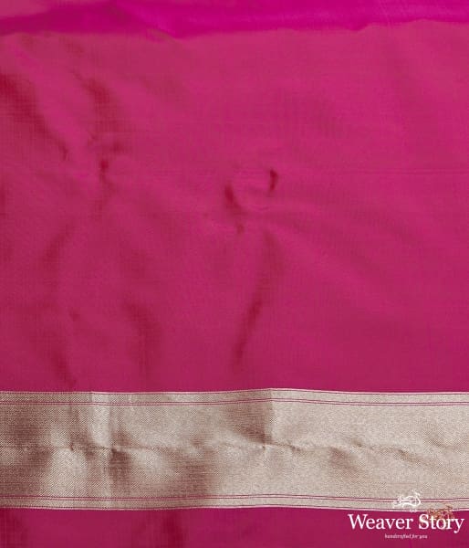 Hot_pink_shikargah_saree_with_zari_border_WeaverStory_05