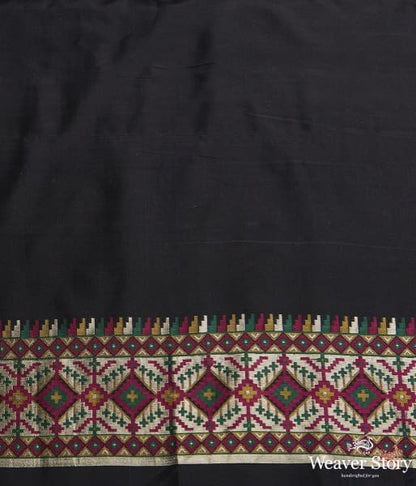 Handwoven_Banarasi_Patola_Saree_in_Black_with_intricate_meenakari_work_WeaverStory_05