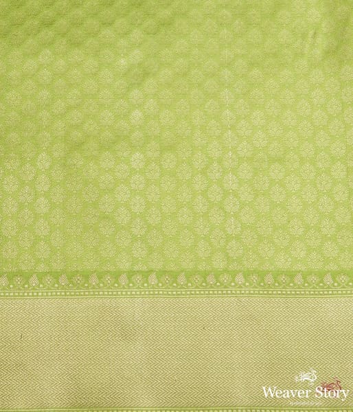 Neon_Green_kadhwa_booti_saree_with_zari_border_and_a_blue_selvedge_WeaverStory_05