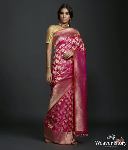 Pink_Dual_tone_sona_rupa_kadhwa_jangla_with_intricate_floral_jaal_WeaverStory_02