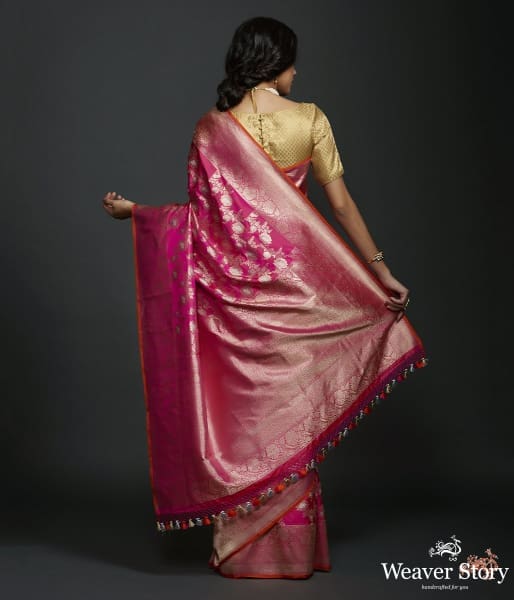 Pink_Dual_tone_sona_rupa_kadhwa_jangla_with_intricate_floral_jaal_WeaverStory_03