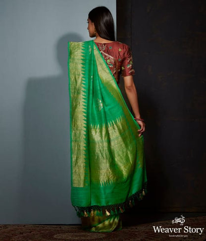 Green_tusser_silk_and_georgette_saree_with_sona_rupa_zari_boota_WeaverStory_03