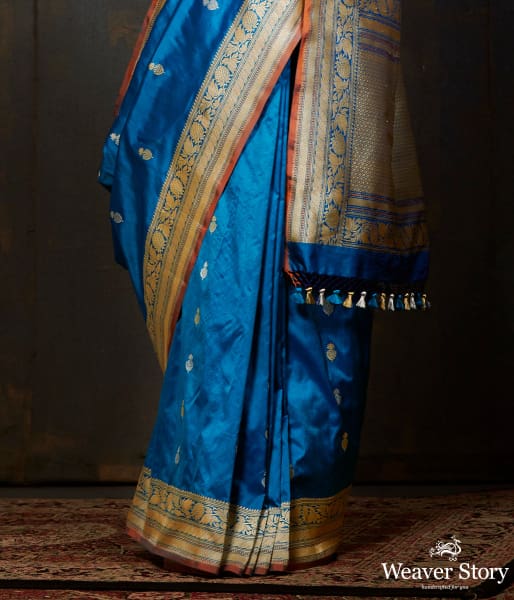 Turquoise_blue_dual_tone_kadhwa_banarasi_saree_with_brocade_blouse_WeaverStory_04