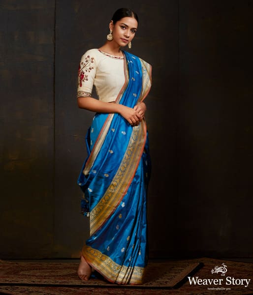 Turquoise_blue_dual_tone_kadhwa_banarasi_saree_with_brocade_blouse_WeaverStory_02