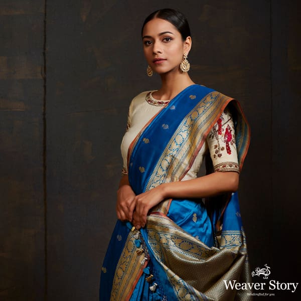 Turquoise_blue_dual_tone_kadhwa_banarasi_saree_with_brocade_blouse_WeaverStory_01