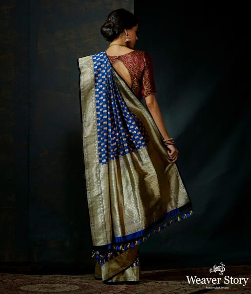 Royal_Blue_katan_silk_saree_with_small_floral_motifs_and_kadhwa_border_WeaverStory_03