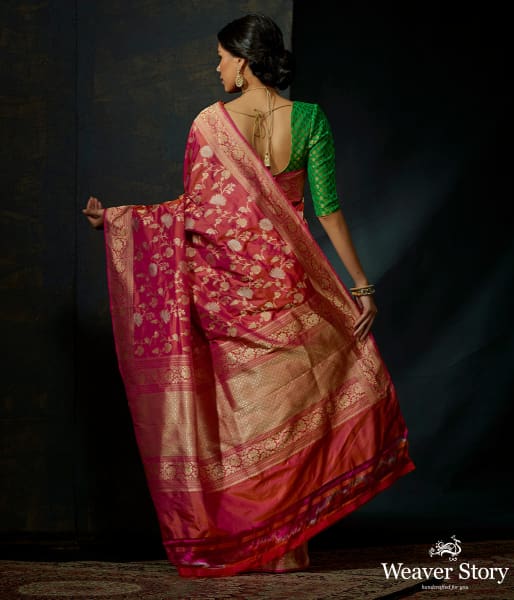 Pink_and_rust_dual_tone_katan_silk_kadhwa_jangla_with_sona_rupa_zari_WeaverStory_03