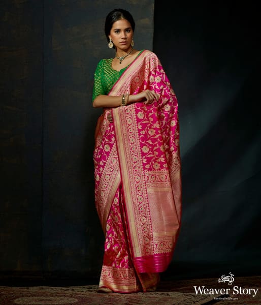 Pink_katan_silk_kadhwa_jangla_with_meenakari_WeaverStory_02