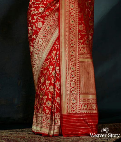 Red_katan_silk_kadhwa_jangla_with_meenakari_WeaverStory_04