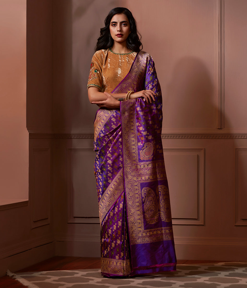 Banaras_Baluchari_saree_in_purple_with_kalka_on_pallu_and_kairi_booti_on_pallu_WeaverStory_02