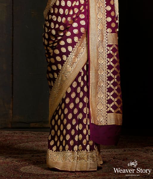 Wine_banarasi_georgette_saree_with_zari_motifs_WeaverStory_04