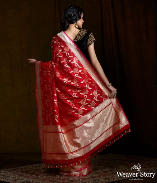 Bright_red_sona_rupa_banarasi_saree_with_floral_jaal_and_meenkari_detailing_WeaverStory_03