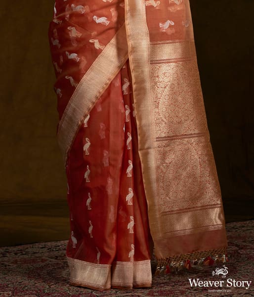 Rust_kora_silk_banarasi_saree_with_Pelicans_woven_in_kadhwa_weave_WeaverStory_04