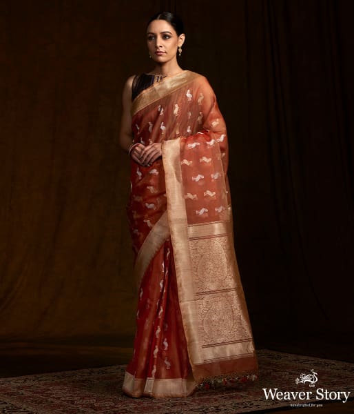 Rust_kora_silk_banarasi_saree_with_Pelicans_woven_in_kadhwa_weave_WeaverStory_02