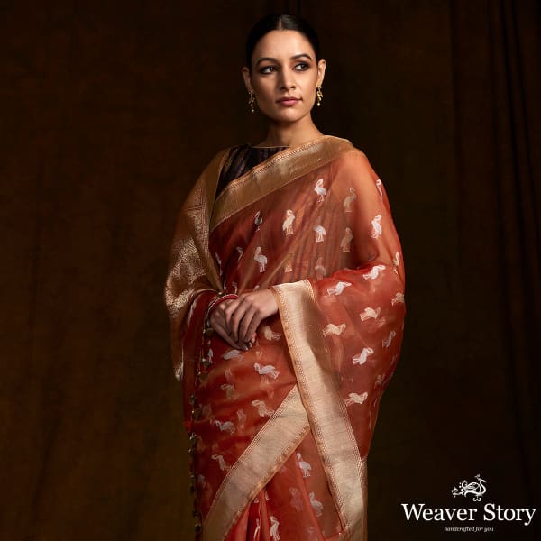 Rust_kora_silk_banarasi_saree_with_Pelicans_woven_in_kadhwa_weave_WeaverStory_01