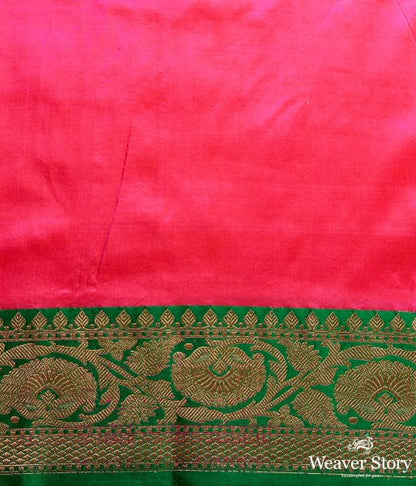 Majenta_and_Green_Contrast_Border_Banarasi_Saree_with_kadhwa_Booti_WeaverStory_05