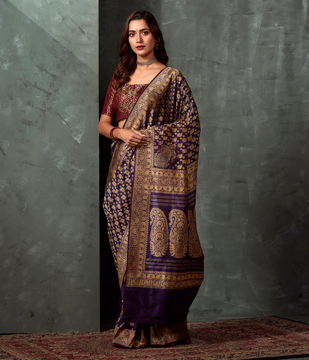 Handwoven_Banaras_Baluchari_in_Deep_Purple_with_Kairi_and_Koniya_WeaverStory_02