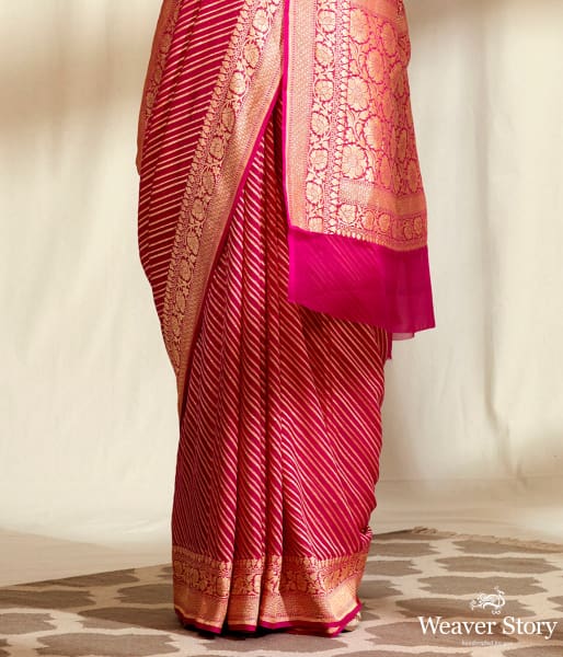 Handwoven_Pink_Banarasi_Georgette_Saree_in_Diagonal_Weave_WeaverStory_04