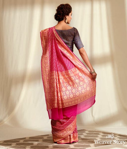 Handwoven_Pink_Banarasi_Georgette_Saree_in_Diagonal_Weave_WeaverStory_03