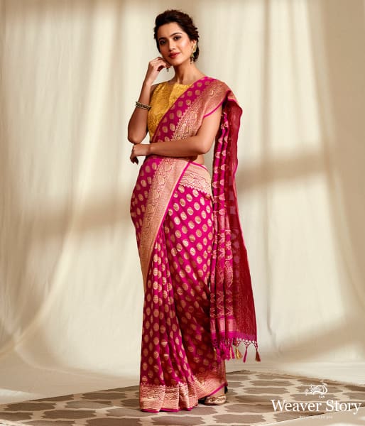 Handwoven_Banarasi_Georgette_Saree_in_Pink_WeaverStory_02