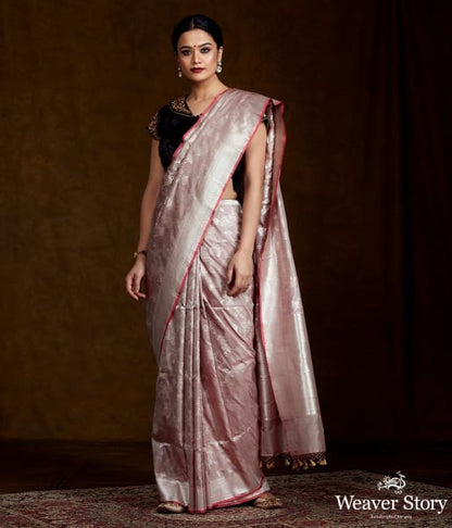 Taupe_Handwoven_Banarasi_with_Gold_and_Silver_Zari_Jaal_WeaverStory_02