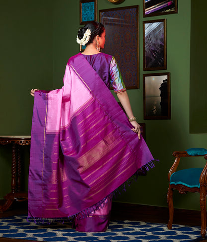 Handloom_Pink_Kanjivaram_Silk_Saree_with_Purple_Border_WeaverStory_03