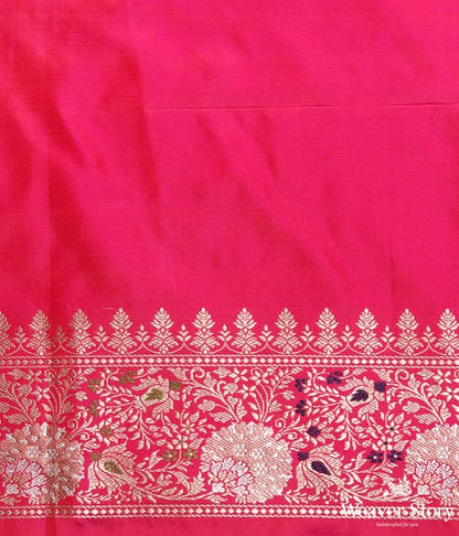 Handwoven_Pink_and_Orange_Banarasi_Jangla_with_Bright_Pink_Border_and_Pallu_WeaverStory_05