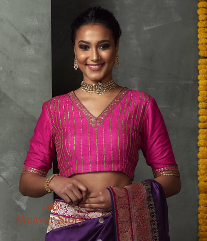 Pink_Matka_Silk_Blouse_with_Hand_Embroidered_Gota_and_Aari_Work_WeaverStory_02