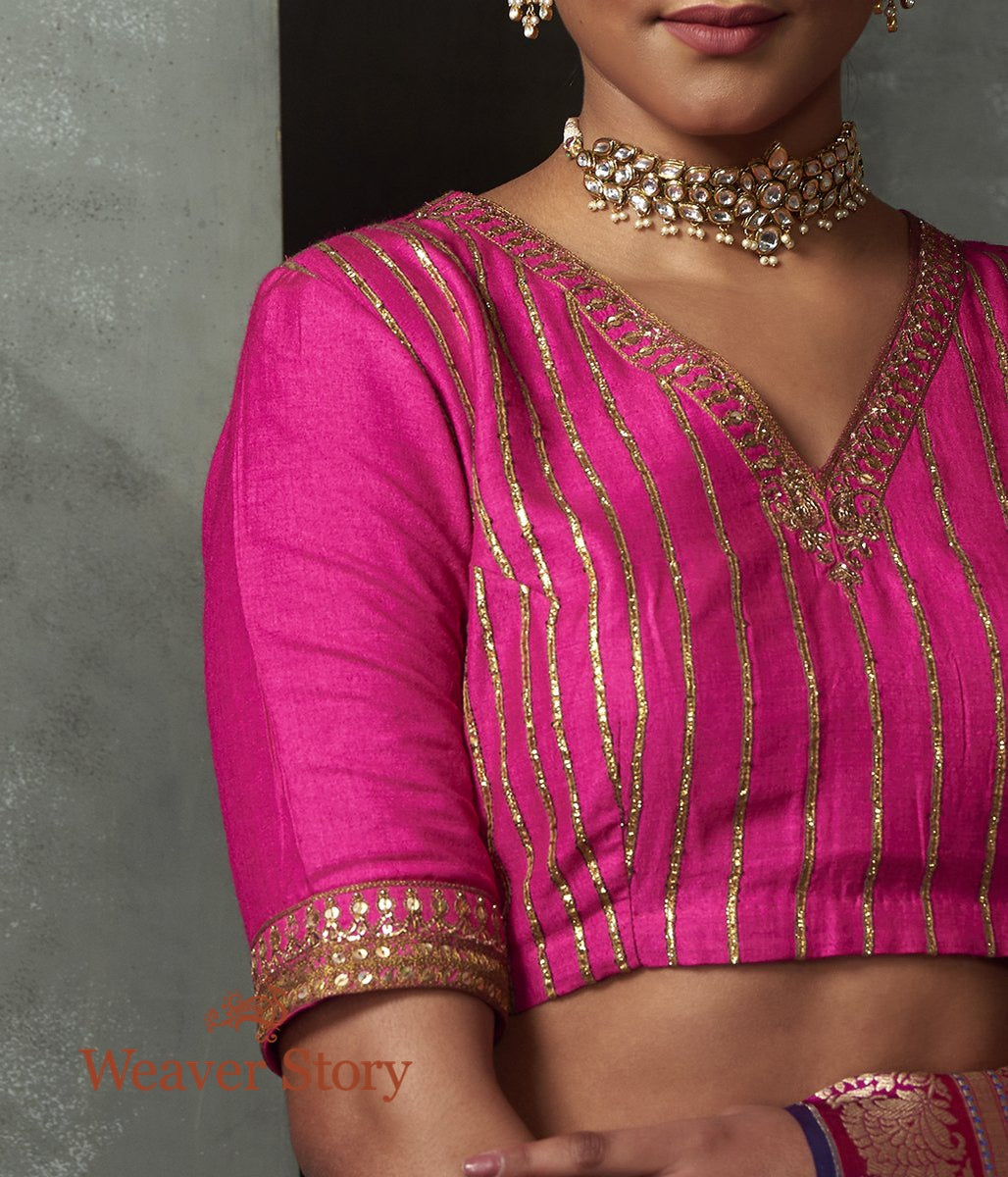 Pink_Matka_Silk_Blouse_with_Hand_Embroidered_Gota_and_Aari_Work_WeaverStory_03