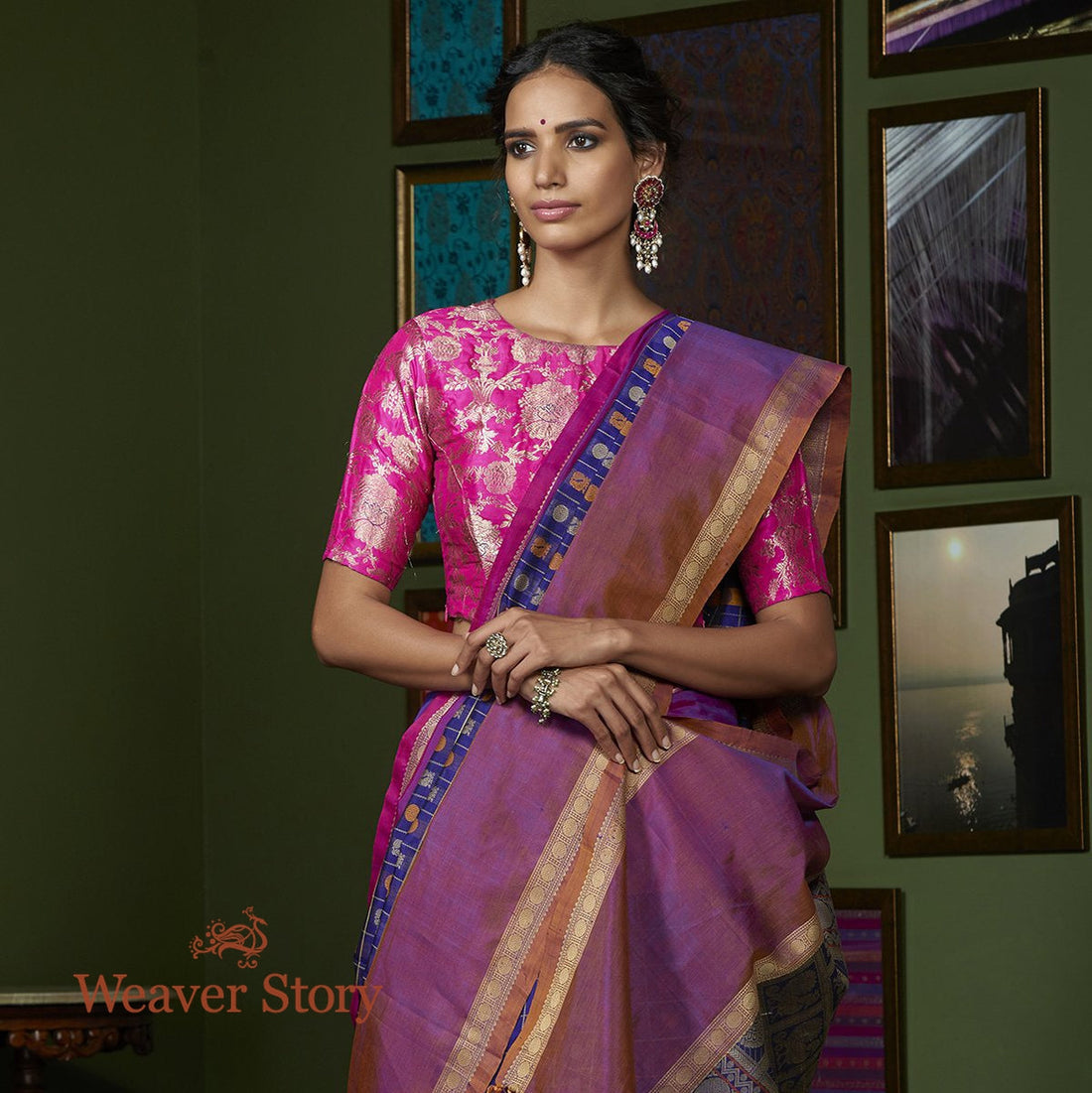Handloom_Purple_Aiyaram_Boota_Silk_Cotton_Saree_WeaverStory_01