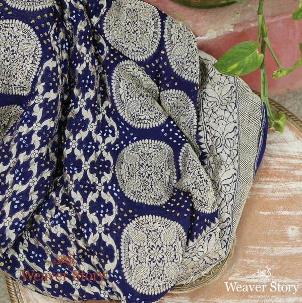 Handwoven_Banarasi_Bandhani_Georgette_Dupatta_in_Blue_WeaverStory_01