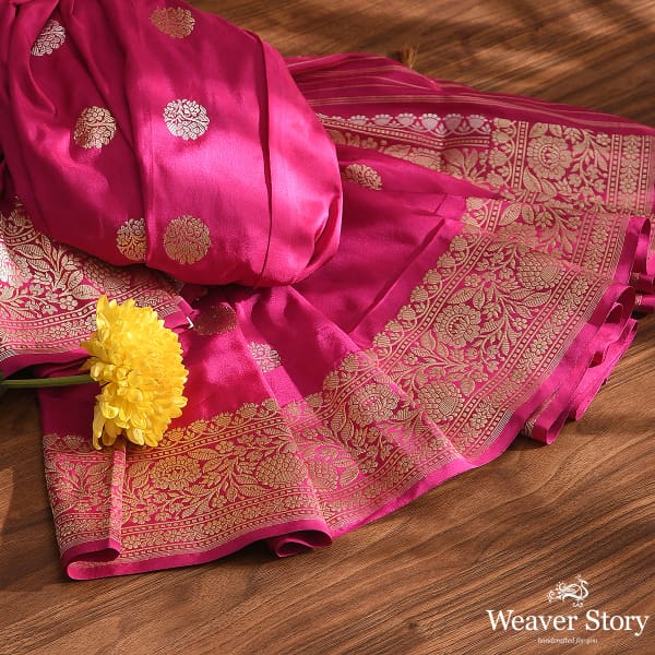 Handwoven_Pink_Banarasi_Kadhwa_Booti_Dupatta_WeaverStory_01